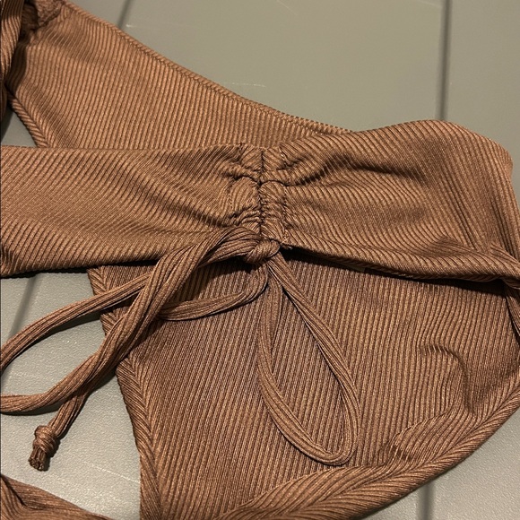 Brown Ribbed Bikini Set - Picture 9 of 9